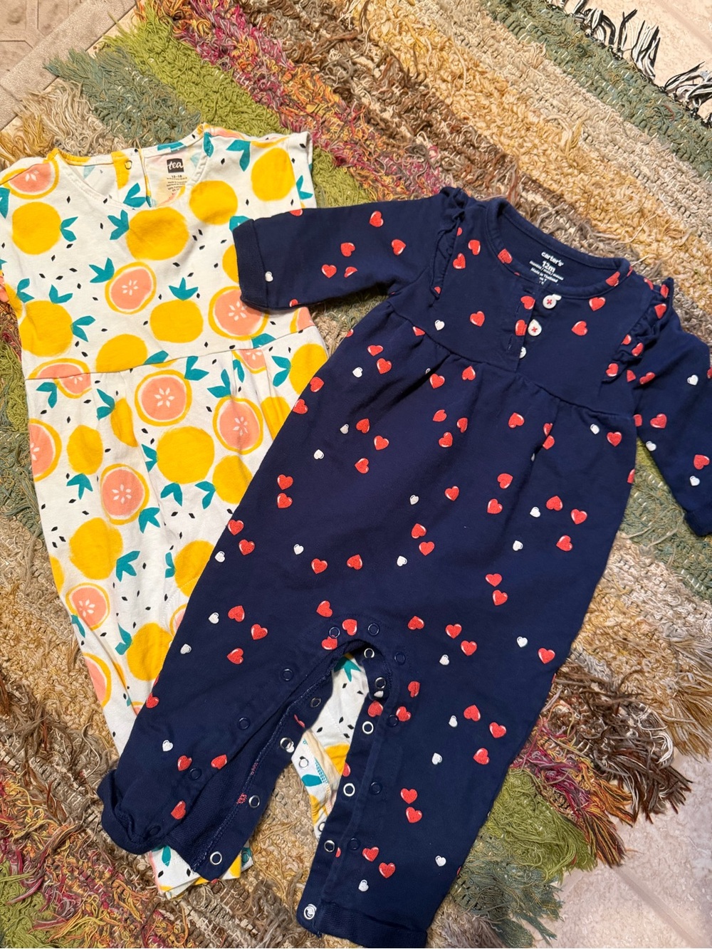 Carter's & tea 12-18 mos. One piece jumpers!